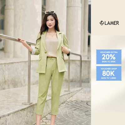 Áo vest nữ LAMER dáng blazer tay lửng phối Quần ống côn lửng 2 túi chéo O65D24Q001, O64K24Q003
