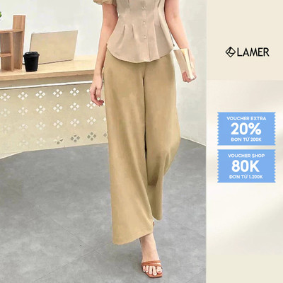 Quần nữ dáng ống rộng cạp liền LAMER O64W24Q012
