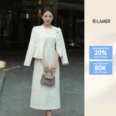 Áo Vest Dạ Tweet Dáng Ôm Cổ Leo Phối Đầm Dạ Tweet Dáng Ôm Dài LAMER L65B24T022 L63M24T003