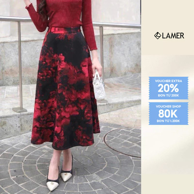 Chân Váy Xòe Dáng Dài Họa TIết Hoa L62L24Q025