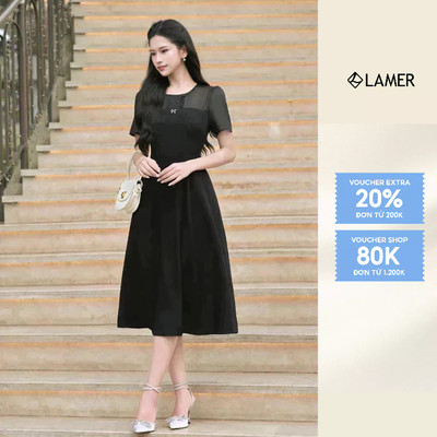 Đầm Nữ Dáng Xoè Dài Cầu Ngực Phối Ren LAMER O63L25H005
