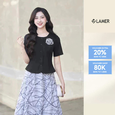 Áo Kiểu Peplum Nữ Đính Hoa Áo Dáng Ôm Công Sở LAMER O65D25Q010