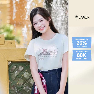 Áo Thun Dáng Suông Tay Ngắn In Hình Sài Gòn Hà Nội, Áo Phông Nữ Cotton VIEN TRAN V61S25H038 (Tặng hộp, sticker)