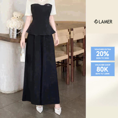 Quần ống rộng dáng suông chun sau LAMER O64W25Q003