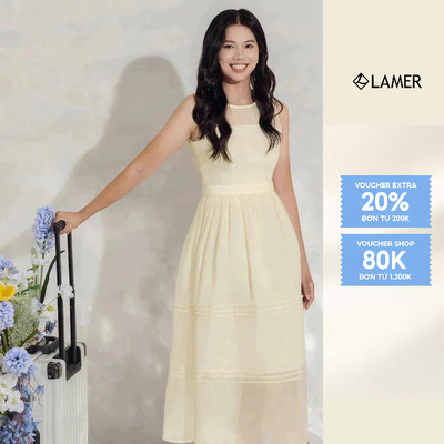 Đầm nữ dáng maxi sát nách nhún tằng, mí thân nữ tính VIEN TRAN V63M24H031
