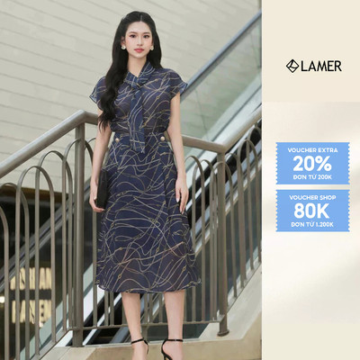 Áo Kiểu Nữ Dáng Suông Cổ Nơ Phối Chân Váy Dáng Xoè LAMER L61B25H025 L62L25H003