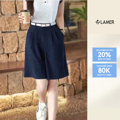 Quần Short Nữ Dáng Suông Chun Sườn VIEN TRAN V64S25H012