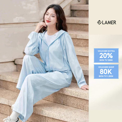 Áo khoác gió mũ rút gấu phối Quần gió cạp chun gấu LAMER O65I25T007  O64O25T001