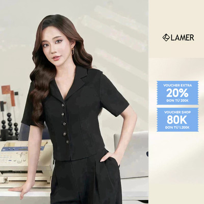 Áo Kiểu Nữ Công Sở Dáng Ôm Croptop LAMER L65D25Q009