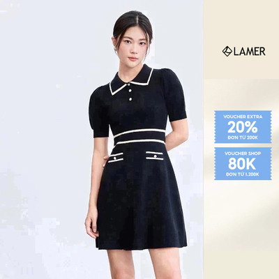 Đầm Len Dáng A Phối Tay Bồng Váy Len Nữ Cổ Bẻ VIEN TRAN V63R23T001