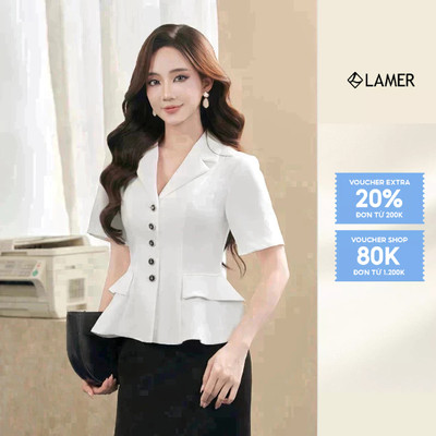 Áo Kiểu Nữ Peplum Dáng Ôm Áo Công Sở Thanh Lịch Sang Trọng LAMER L65D25Q008