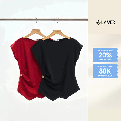 Áo thun nữ xếp eo vạt chéo LAMER L61S25H055