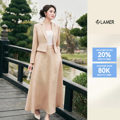 Áo Vest Nữ 2 Lớp Dáng Ngắn, Chân Váy Dài Dáng Xoè LAMER L65B24T021 L62L24T003