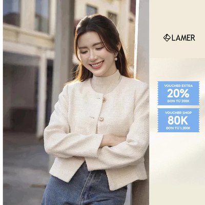 [LAMER x VIỆT HOA] Áo Dạ Tweed Cổ Tròn Dáng Suông, Áo Khoác Dạ 2 Lớp Đứng Form Thanh Lịch Sang Trọng O65W25T006