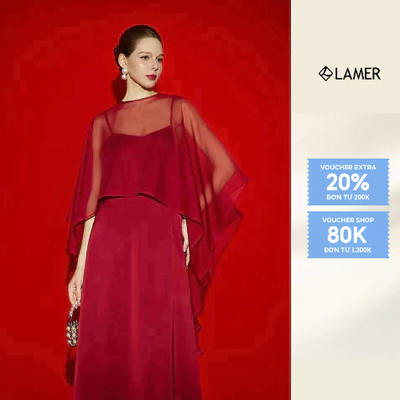 Áo Choàng Tơ Đuôi Cá Vạt Sau Dài Khoác Ngoài Đầm Đi Tiệc Sang Trọng LAMER S61B26Q004