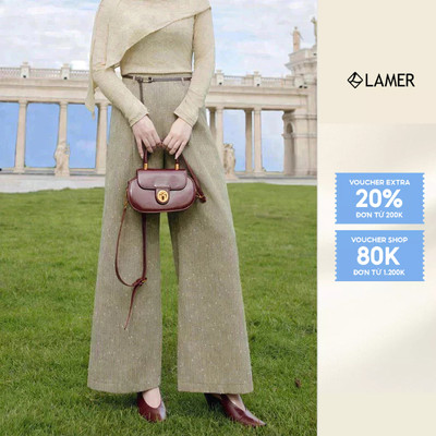 [LAMER x VIỆT HOA] Quần Ống Rộng Nữ Cạp Cao Quần Công Sở Dáng Suông 2 Lớp Dày Dặn L64W25T001