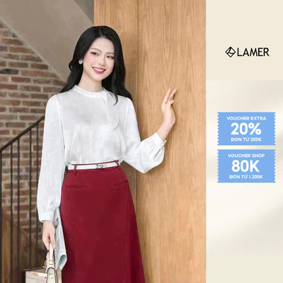 Áo Sơ Mi Nữ LAMER Dáng Suông Cổ Nơ Áo Kiểu Nữ Lụa Nhăn Hàn L61B25Q033