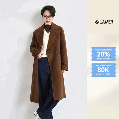 Áo Dạ Nữ Dáng Dài Suông LAMER Áo Dạ Khâu Tay Lông Cừu Cao Cấp V65W25T019