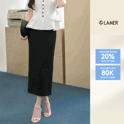 Chân Váy Bút Chì LAMER Dáng Ôm Xẻ Sau Dài Ngang Gối Công Sở Thanh Lịch L62I25Q010