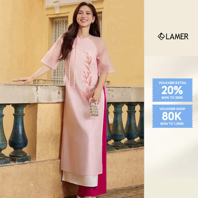 [LAMER X PHƯƠNG ANH ĐÀO] Áo Dài Cách Tân Dáng Suông Ngọc Hoa (Không Quần) 2 Lớp Tơ Óng Và Lụa Đính Kết Thủ Công Cao Cấp