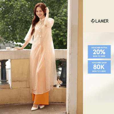 [LAMER X PHƯƠNG ANH ĐÀO] Áo Dài Cách Tân Thùy Hoa Tặng Kèm Quần Dáng Suông Xẻ Tà Trước 2 Lớp Tơ Cao Cấp S61A25Q014