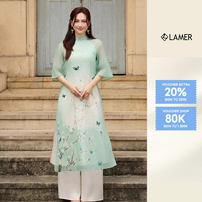 [LAMER X PHƯƠNG ANH ĐÀO] Áo Dài Cách Tân (Không Quần) Áo Dài Thanh Điệp Tơ Óng Cao Cấp 2 Lớp S61A24Q003 (không kèm quần)