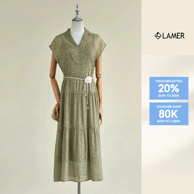 Đầm Maxi LAMER Dáng Xoè Dài Phối Đai Eo Váy Đi Biển Dạo Phố L63M26H017