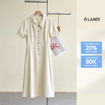 Đầm Dáng A  LAMER FASHION Công Sở Cổ Bẻ Bổ Mảnh Đóng Cúc Thanh Lịch V63R26H006