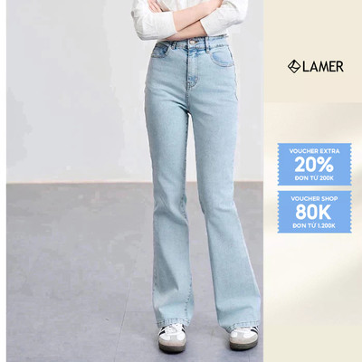 Quần Jean VIEN TRAN Ống Loe Cạp Cao V64J23Q012