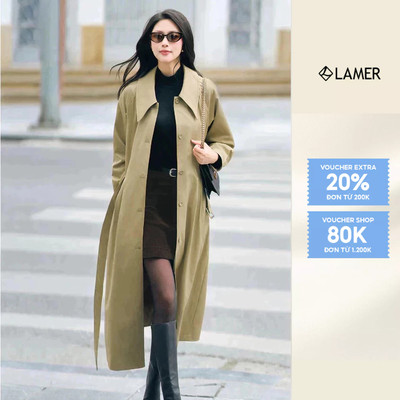 Áo Khoác Mangto Kaki Dáng Dài 2 Lớp Tay Zaplang Đai Eo LAMER L65O25T031