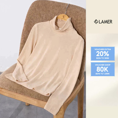 Áo Len Thun Nữ LAMER Cổ Lọ, Dài Tay, Áo Giữ Nhiệt Mùa Đông V61B24T010