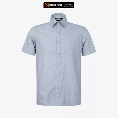 Áo sơ mi nam KHATOCO Tailor Fit ngắn tay mã A1MN538T2-CNIN 135-2804-N