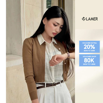 Áo Len Cardigan Dáng Croptop Áo Khoác Len Dài Tay Lông Thỏ Mềm Mịn LAMER V65C22T024