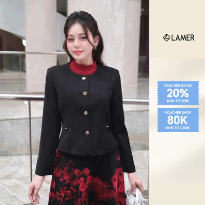 Áo Vest Nữ LAMER Dáng Ôm Vạt Tròn Phối Cúc Đồng Sang Trọng L65B24T018