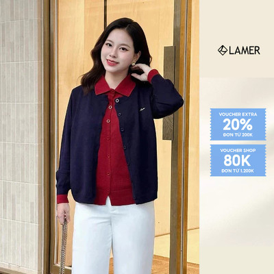 Áo Len Cardigan Dài Tay Cổ Bẻ Phối Màu LAMER L61W25T015