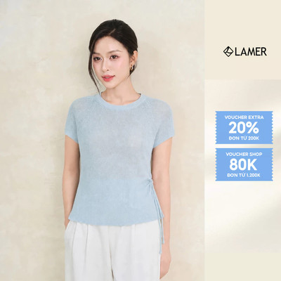 Áo Len Dệt Kim LAMER FASHION Cổ Tròn Tay Zaplang Rút Chun Bên Eo Mchic O61W26Q023