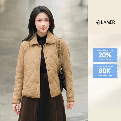 Áo Phao Nữ Dáng Suông Cổ Bẻ Áo Khoác Phao Mùa Đông Chần Bông Trám Đóng Cúc LAMER L65P25T027