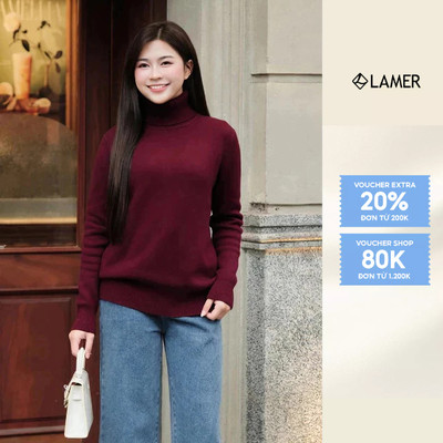 Áo Len Cổ Lọ Lót Lông LAMER Áo Len Giữ Nhiệt Suông Cao Cổ Siêu Ấm O61W25T012