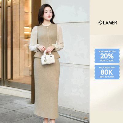 Áo Len Thun Dáng Peplum Phối Chân Váy Len Dáng Dài Xẻ Sau L61B24T009 L62M24T004