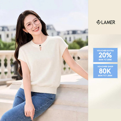 Áo Len Dệt Kim LAMER FASHION Dáng Suông Cổ Tròn Vai Chờm Mchic O61W26Q018
