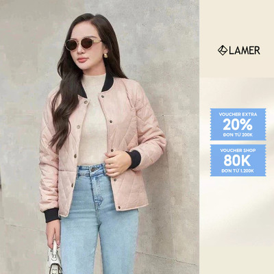 Áo Khoác Phao Dáng Suông Phối Cổ Trần Bông Ô Trám LAMER O65P24T010