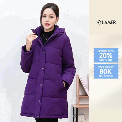 Áo phao nữ dáng dài suông VIEN TRAN V65P22T014