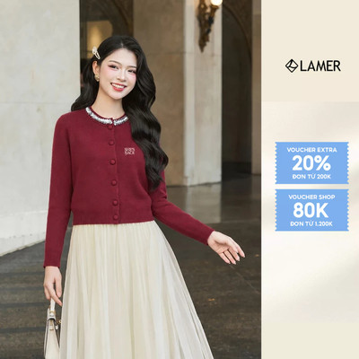 Áo Len Khoác Cardigan Cổ Đính Cườm SHE'S BACK S65C25T010