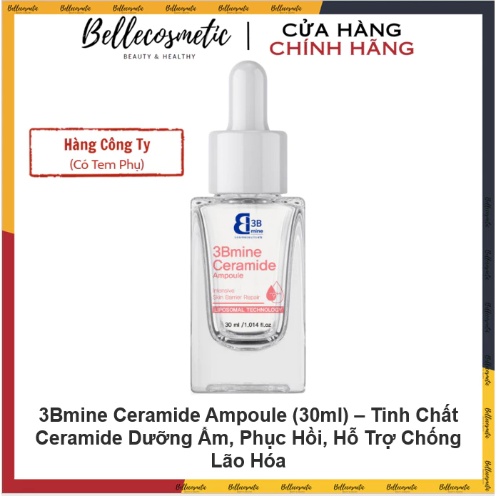 [Hàng cty] 3Bmine Ceramide Ampoule (30ml) – Tinh Chất Ceramide Dưỡng Ẩm, Phục Hồi, Hỗ Trợ Chống Lão 