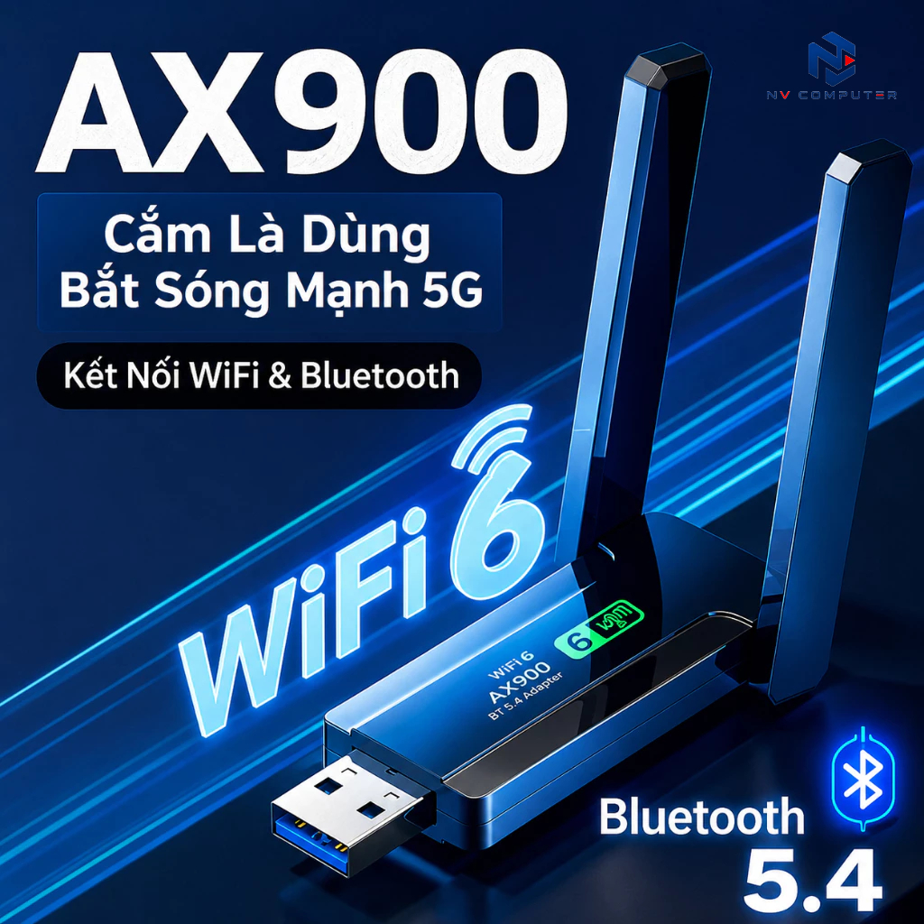 USB WiFi AX900 Chuẩn WiFi 6 – Thu WiFi Tốc Độ Cao Cho PC & Laptop