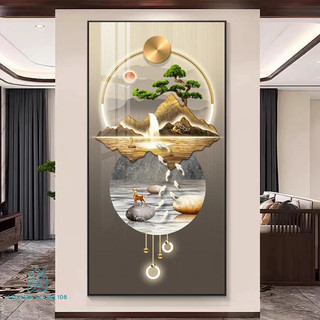Tranh Tráng Gương  5D " CỬU NGƯ TÀI LỘC" Trang Trí Phòng Khách/ Phòng Ăn/ Phòng Làm Việc.