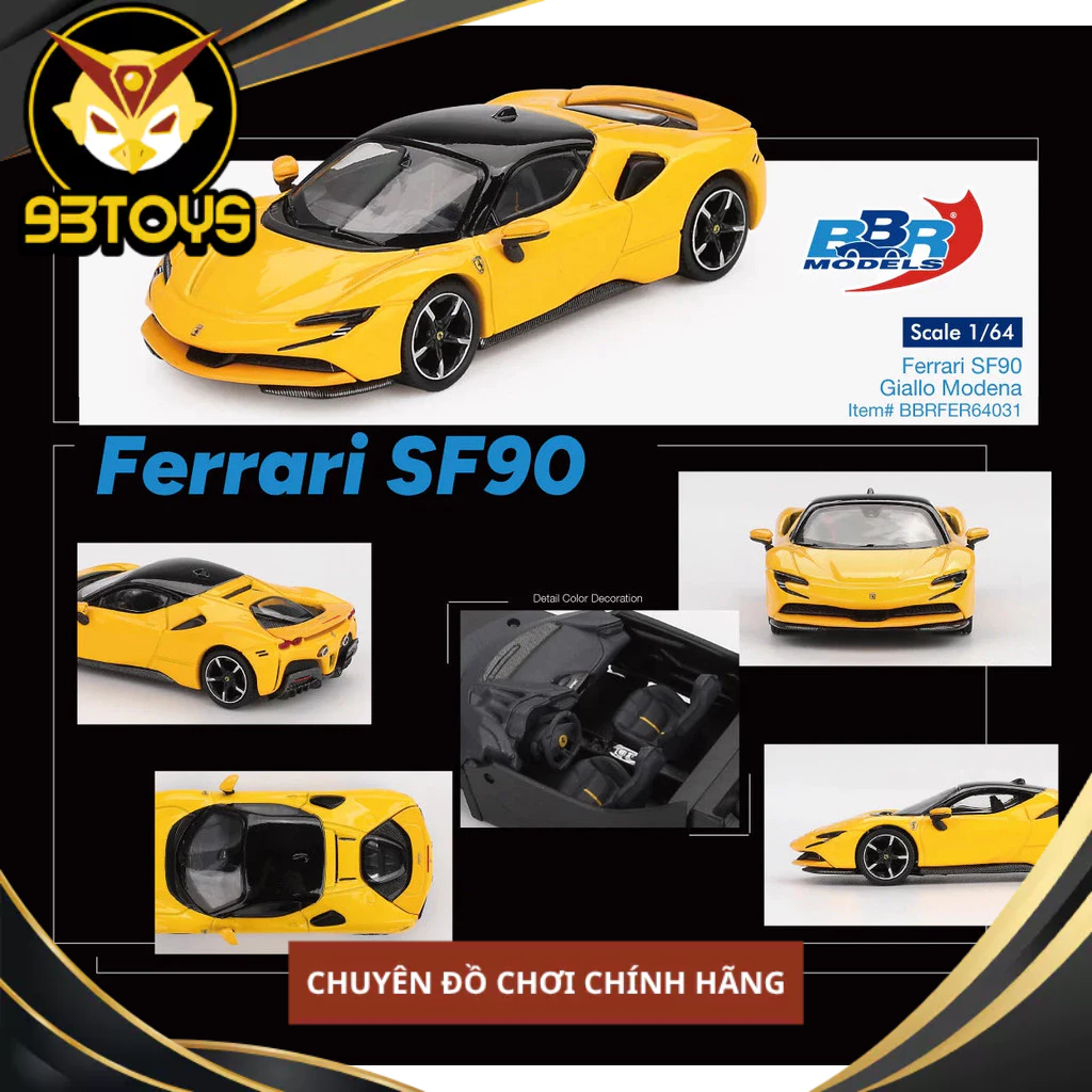 MÔ HÌNH XE BBR Models BBRFER64031 Ferrari SF90 Giallo Modena