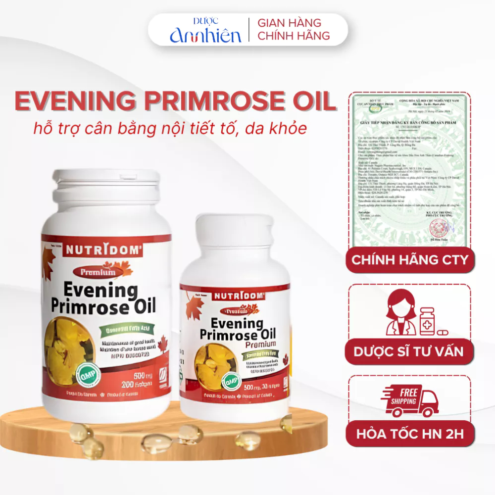 Tinh Dầu Hoa Anh Thảo Nutridom David Health Evening Primrose Oil Hỗ Trợ Cân Bằng Nội Tiết Tố