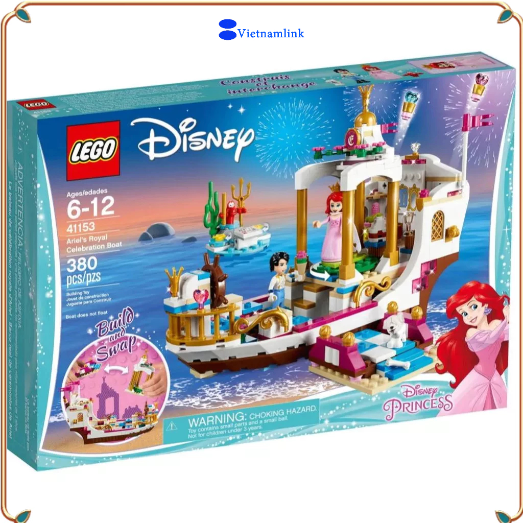LE GO 41153 DISNEY Thuyền Lễ Tưởng Thượng Hoàng của Ariel Ariel's Royal Celebration Boat Hàng mới, c