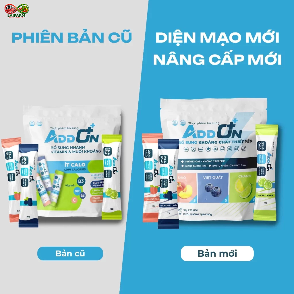 Bột Điện Giải ADDON Vị Tổng Hợp 29 Calo Bù Muối Khoáng Hương Thơm Trái Cây Tự Nhiên